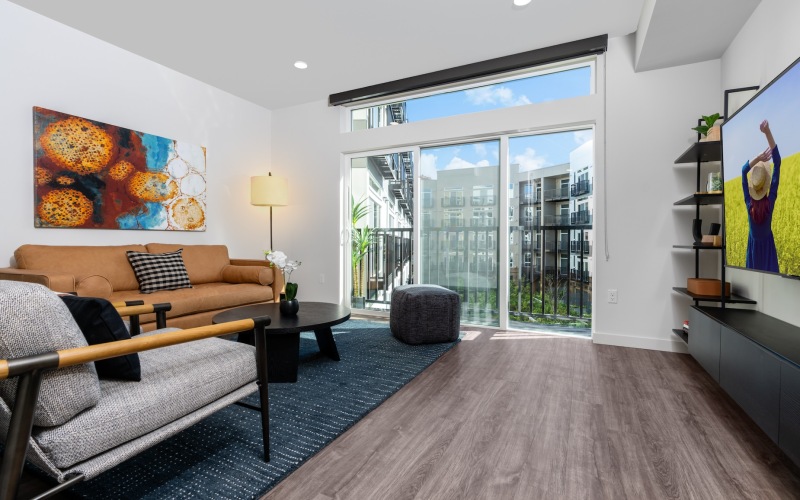 Eastline Grand model living room with view outside